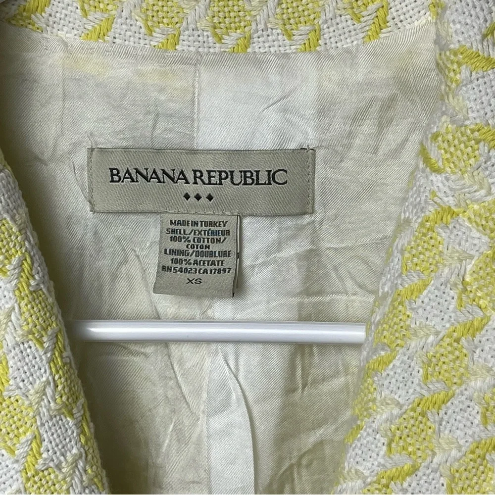 Banana Republic yellow white houndstooth coat xs - Picture 2 of 8